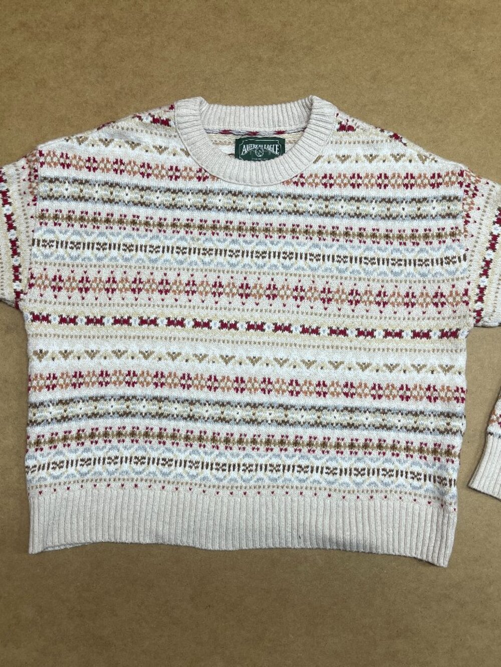 American Eagle Sweater Women Sz Medium Fair Isle Knit Crewneck Heritage 2010s